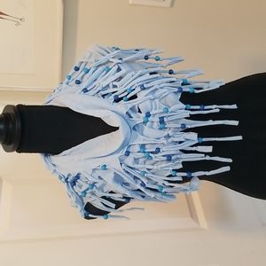 NWT beaded spring summer infinity beaded scarf blue Eco friendly